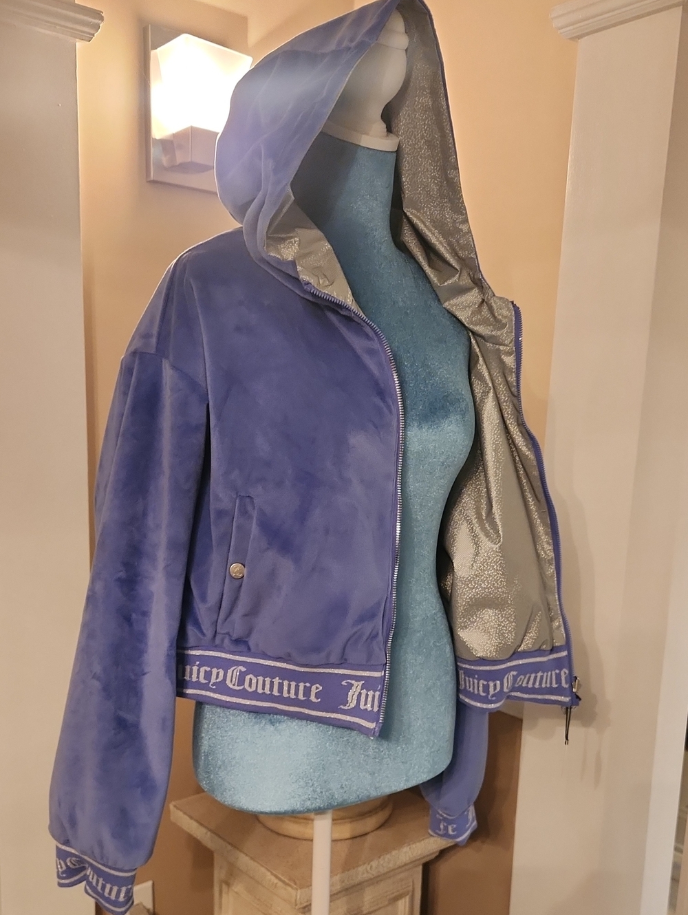 Juicy Couture Reversible Jacket Suze L Blue And Silver